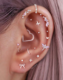 Blush Pink Crystal Leaf Garland Ear Piercing Earring Stud