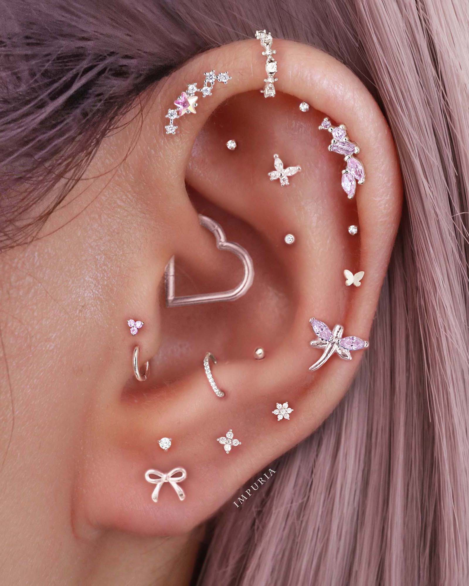 Heart Daith Earring Ring Hoop Clicker Earring Multiple Ear Piercing Curation Ideas for Women - www.Impuria.com #earpiercings