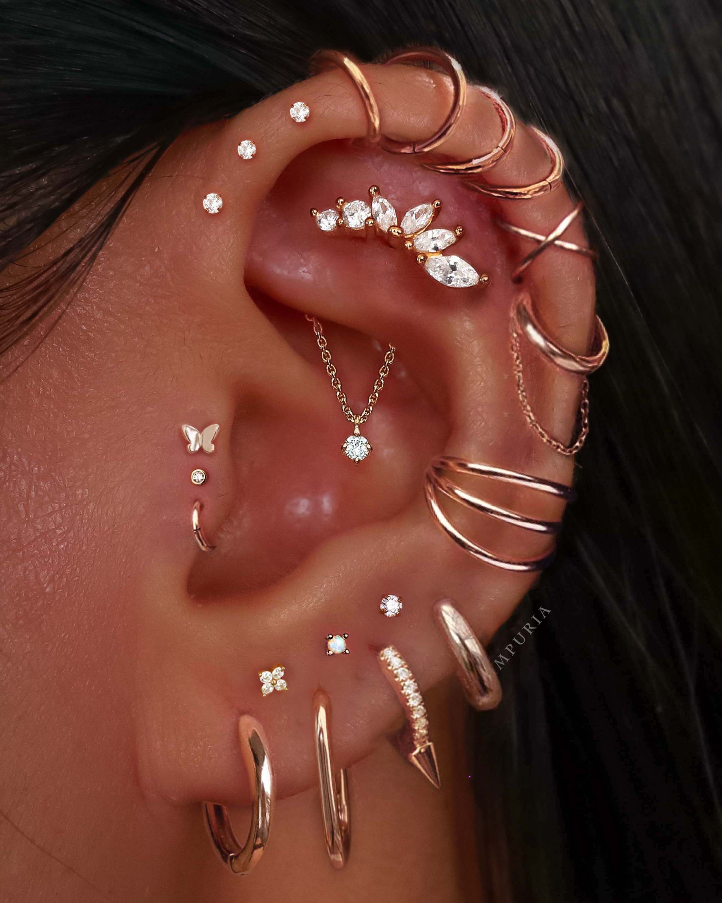 14K Solid Gold Cartilage Earring Labret Stud - Cute Ear Piercing Curation Ideas for Women - www.Impuria.com #earpiercings