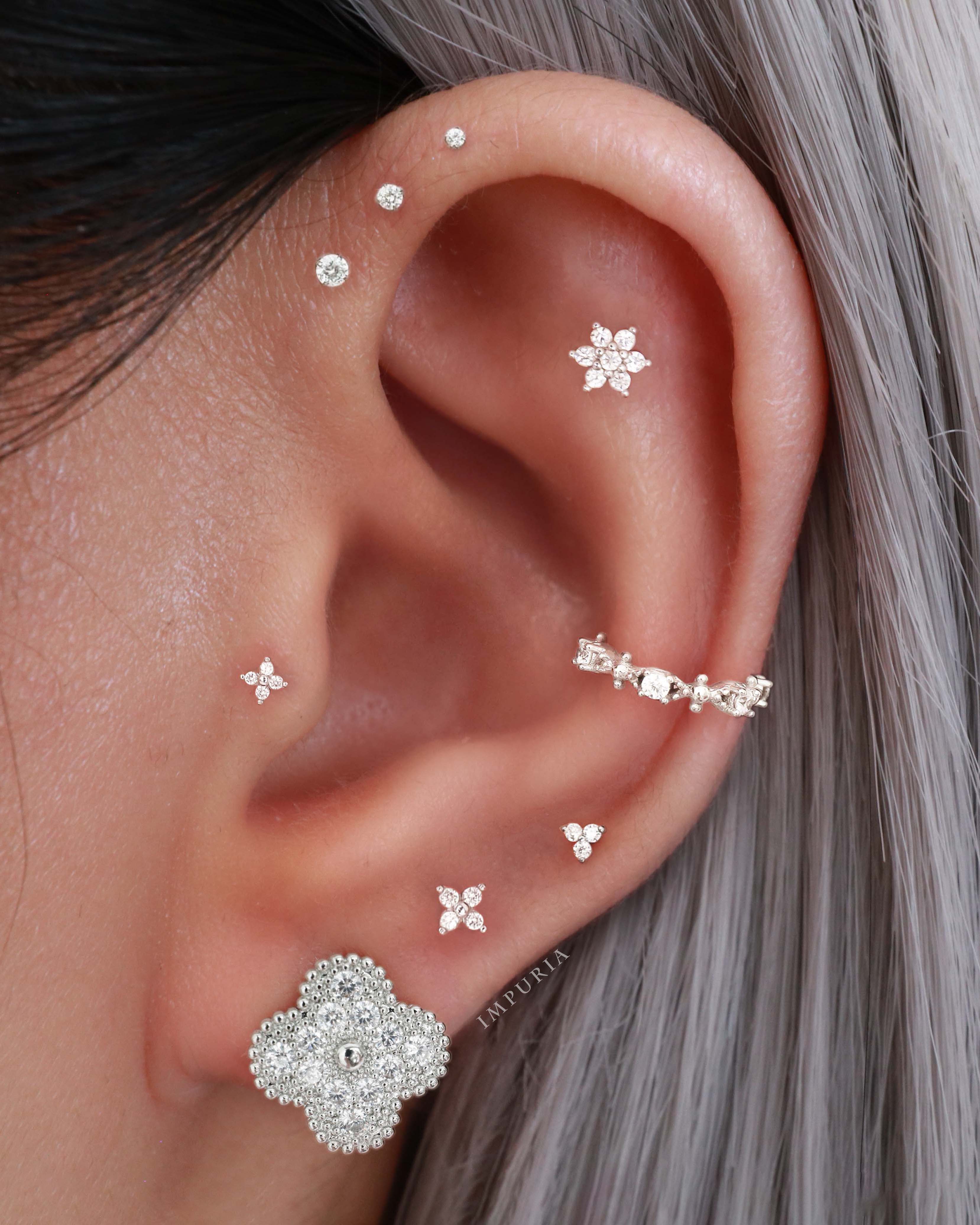 Gold Cartilage Earrings for Women 14K Labret Studs - Impuria Ear Piercing Jewelry