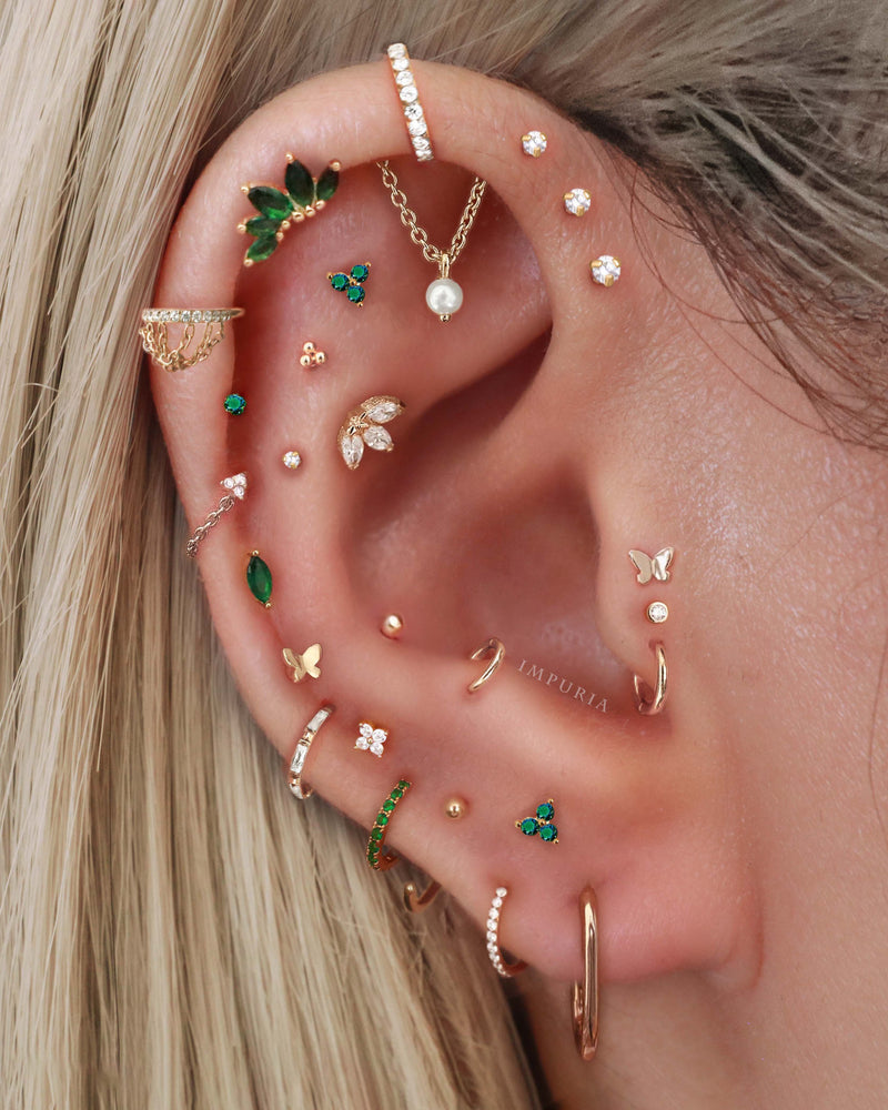 Absolute Hidden Helix Pearl Chain Drop Ear Piercing Earring Stud