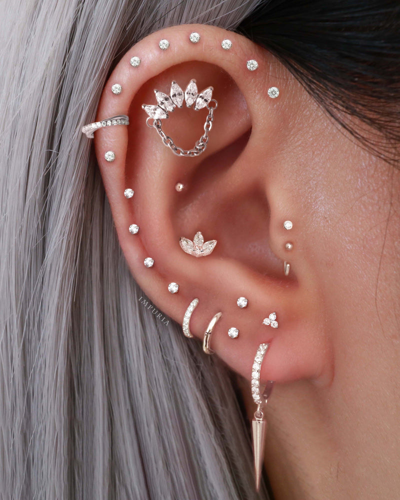 Mirth Marquise Cluster Chain Ear Piercing Stud