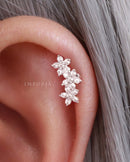 triple flower cartilage ear piercing earring stud - www.impuria.com 