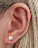 Pearl Stud Earrings for Women in Simple Cute Minimalist Sterling Silver Earring - www.Impuria.com