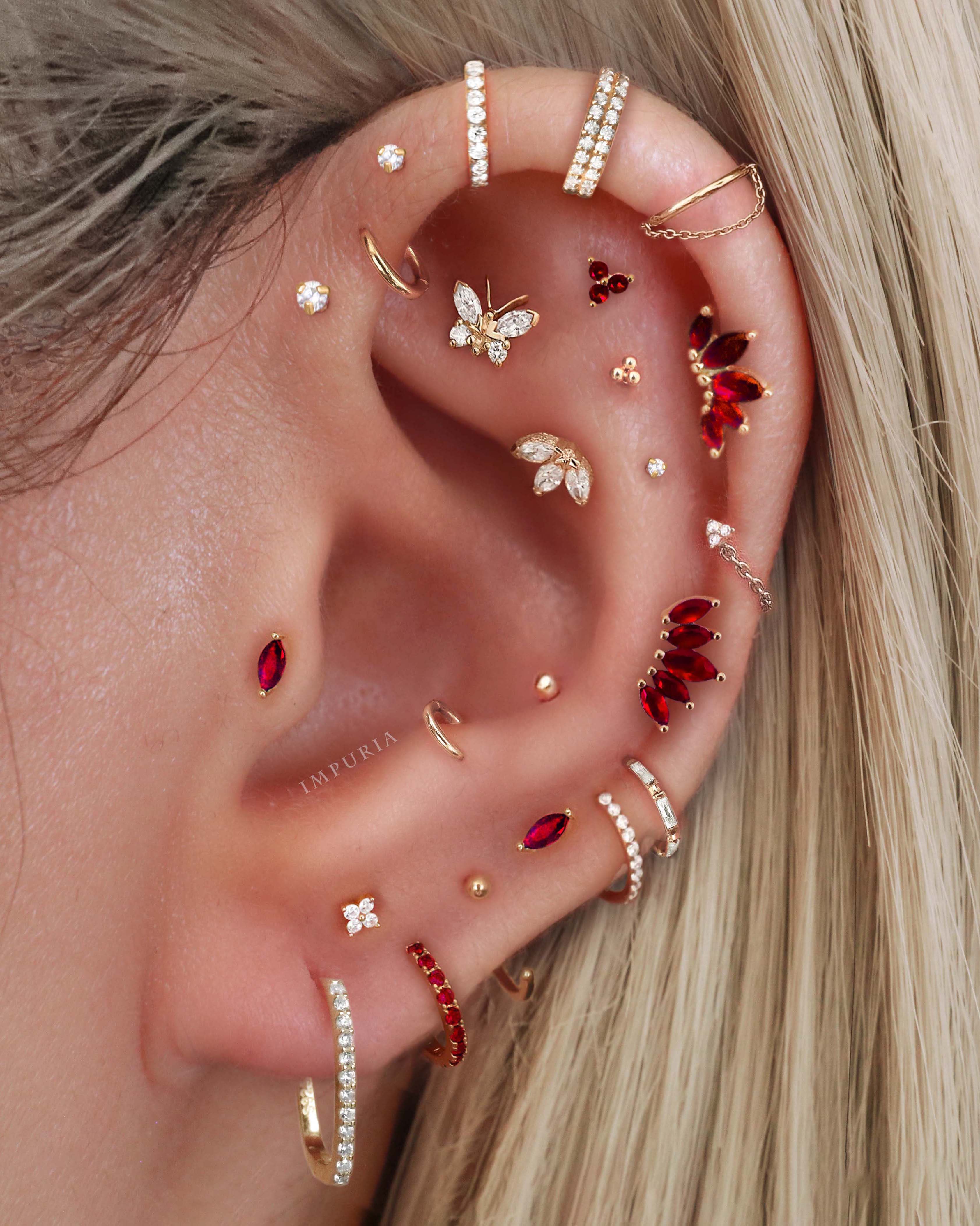 Gold Ball Cartilage Flat Back Earring Stud Pretty Multiple Ear Piercing Curation Ideas for Women - www.Impuria.com 