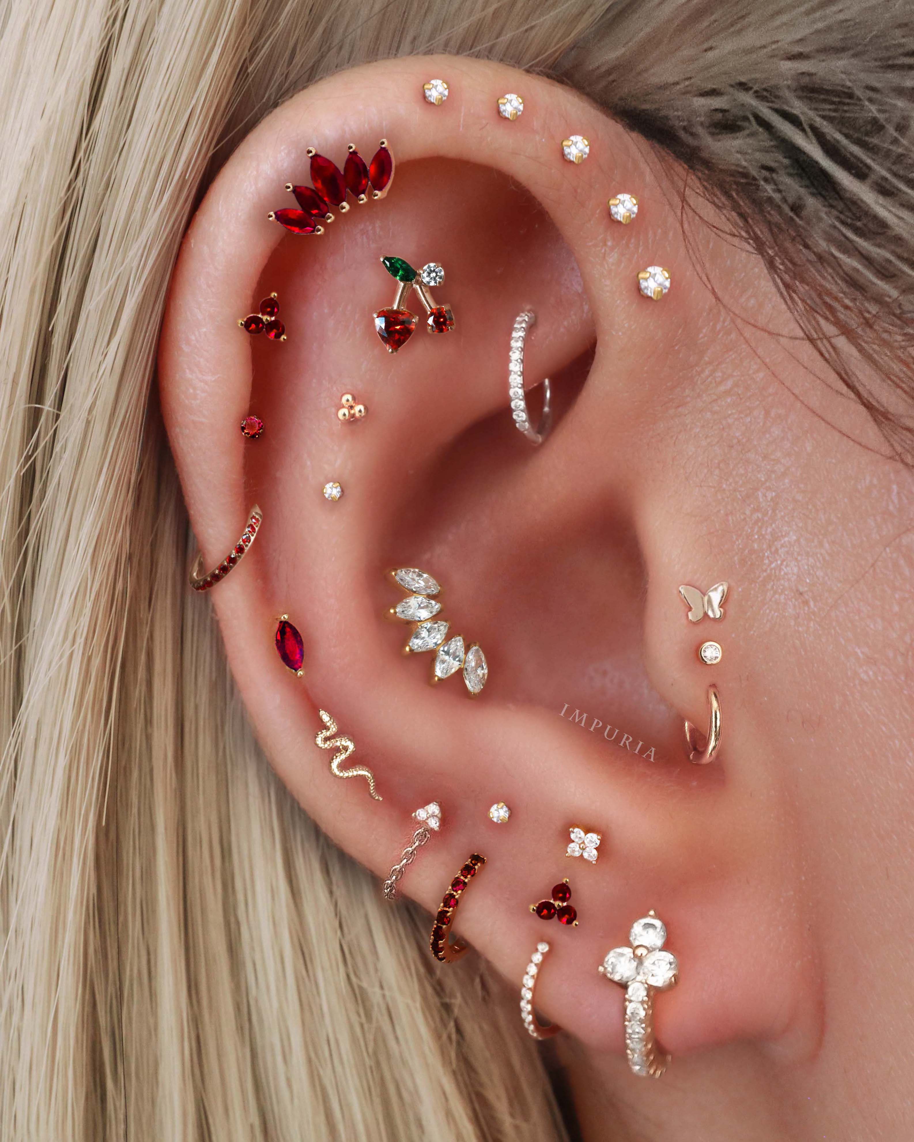 Trinity Polished Triple Ball Milgrain Ear Piercing Stud