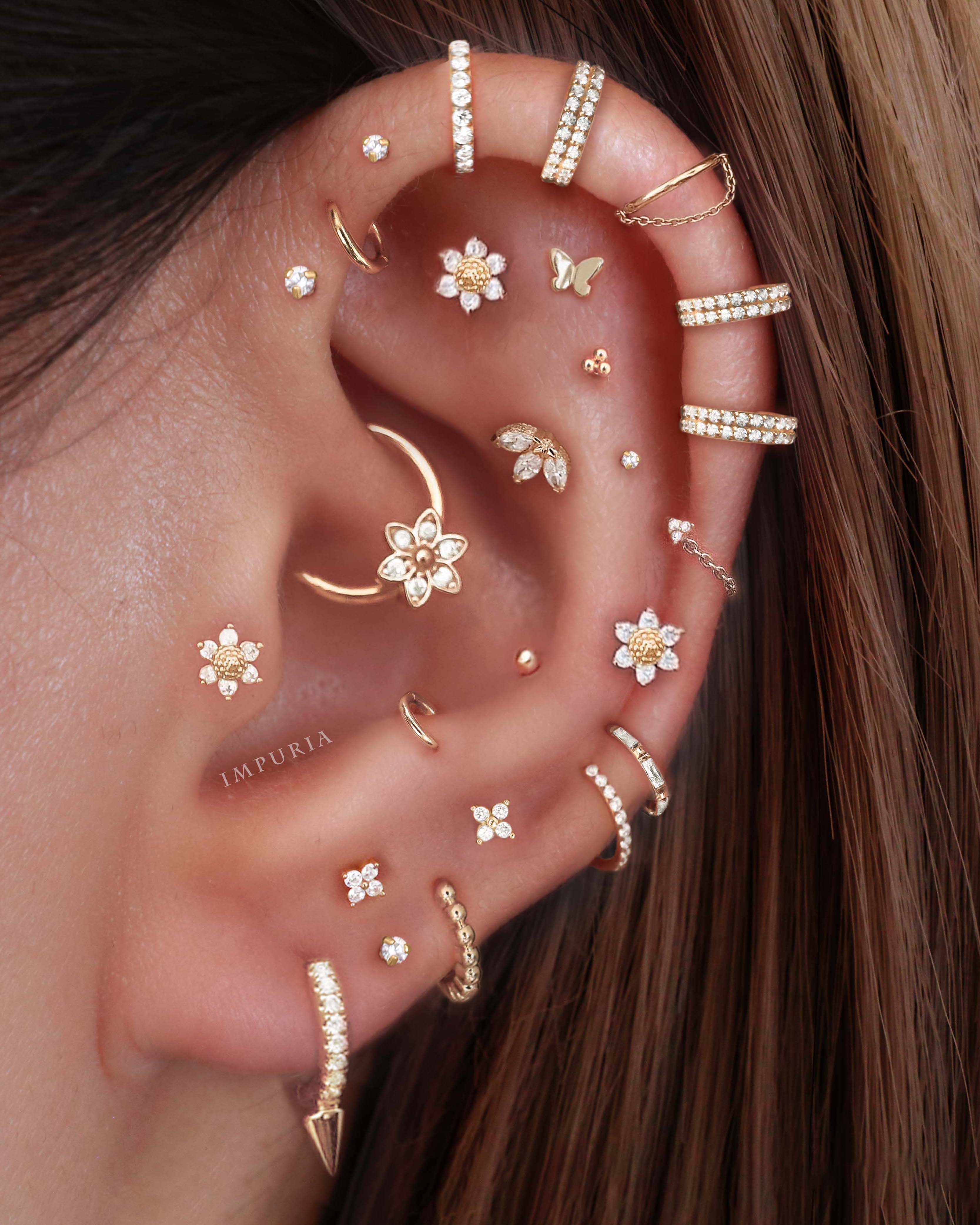 Triple Marquise Flat Back Earring Stud  Multiple Ear Piercing Curation Ideas for Women - www.Impuria.com #earpiercings