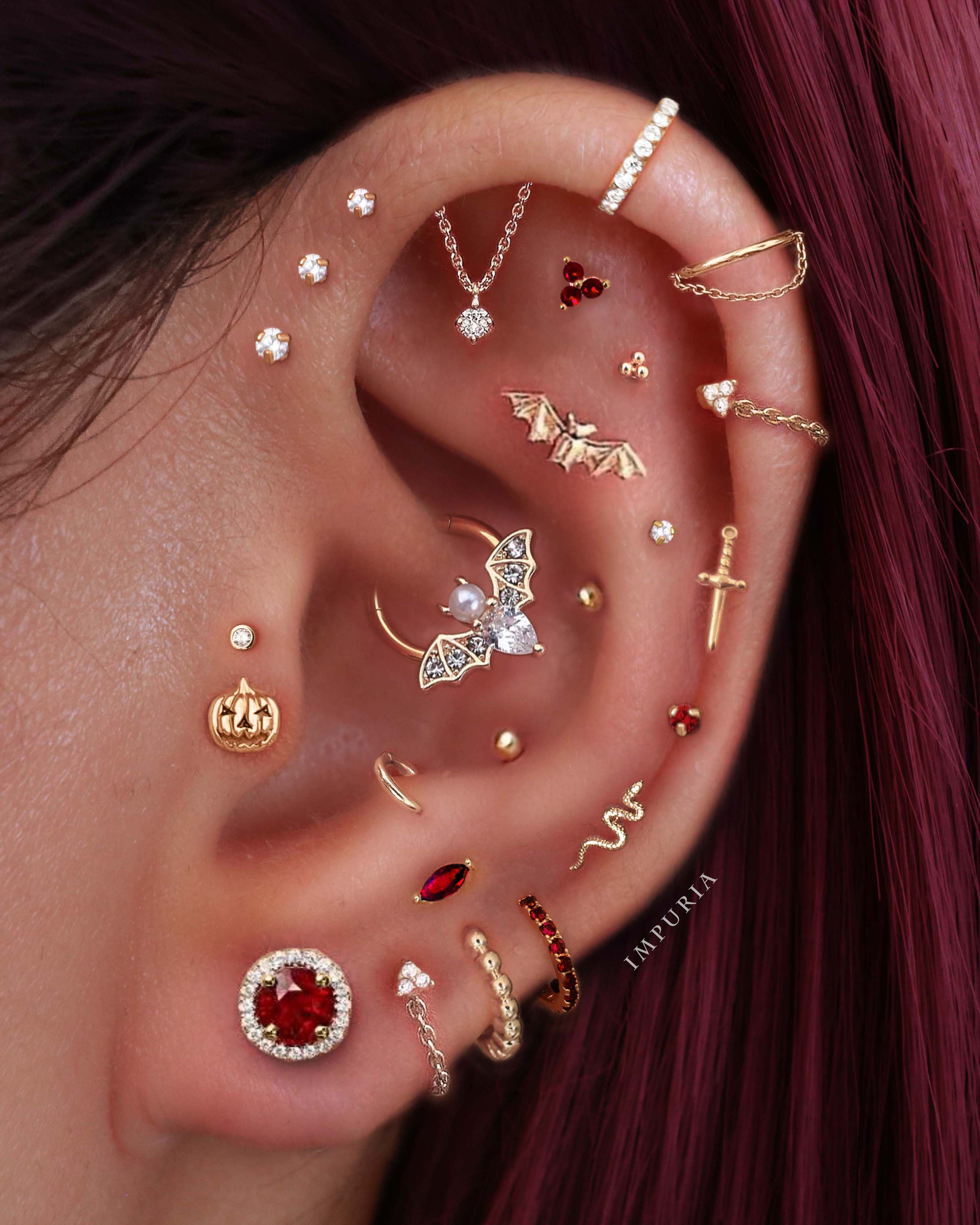 Red Crystal Cartilage Ring Hoop Clicker Halloween Ear Piercing Curation Ideas for Women - www.Impuria.com #earpiercings