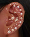 Cute Floral Flower Ear Piercing Stack Curation Ideas for Women Gold Triple Marquise Earring Stud 16G -   www.Impuria.com