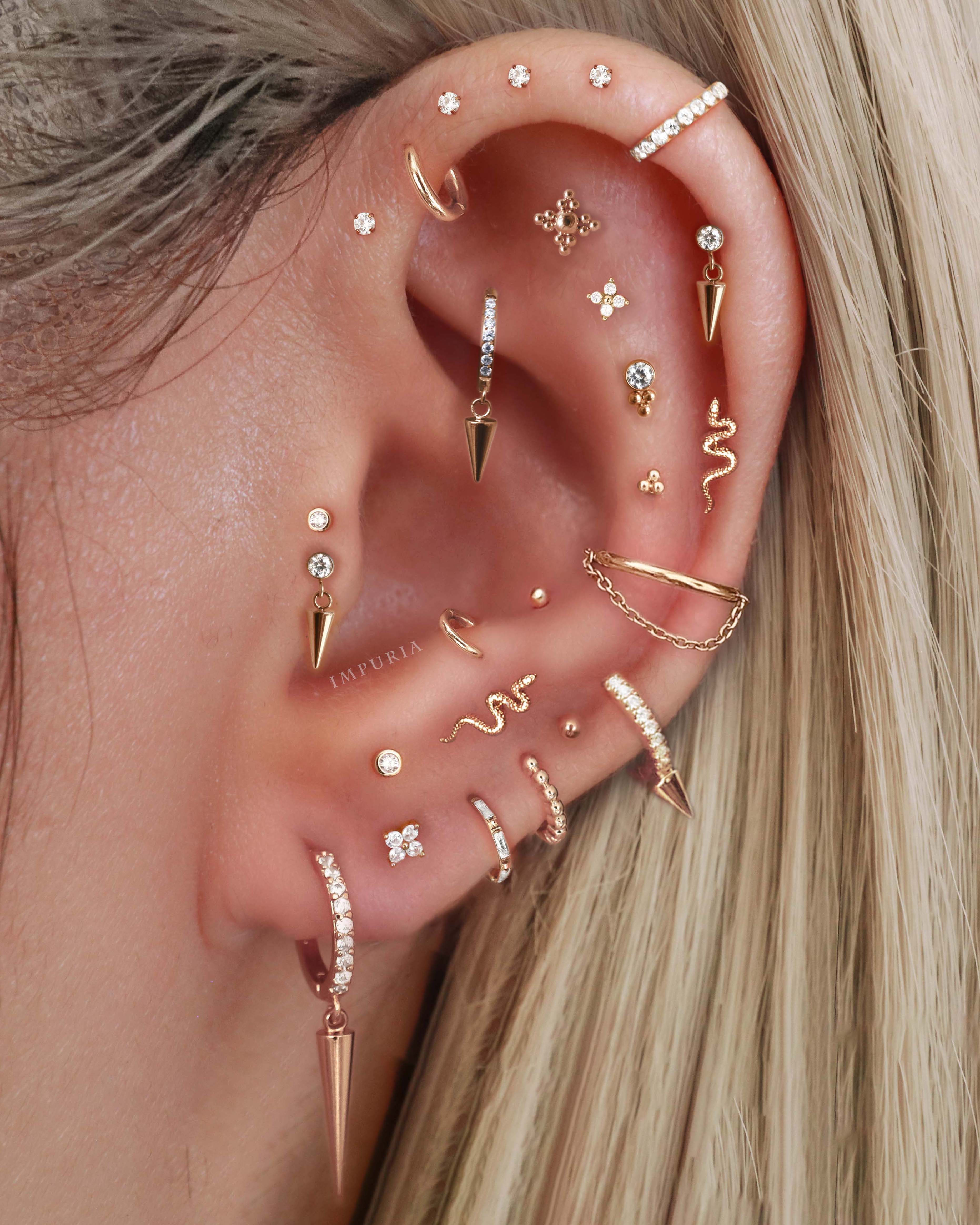 Edgy Spiky Multiple Ear Piercing Curation Ideas for Women Gold Hoop Cartilage Earring Ring 16G - www.Impuria.com #earpiercings