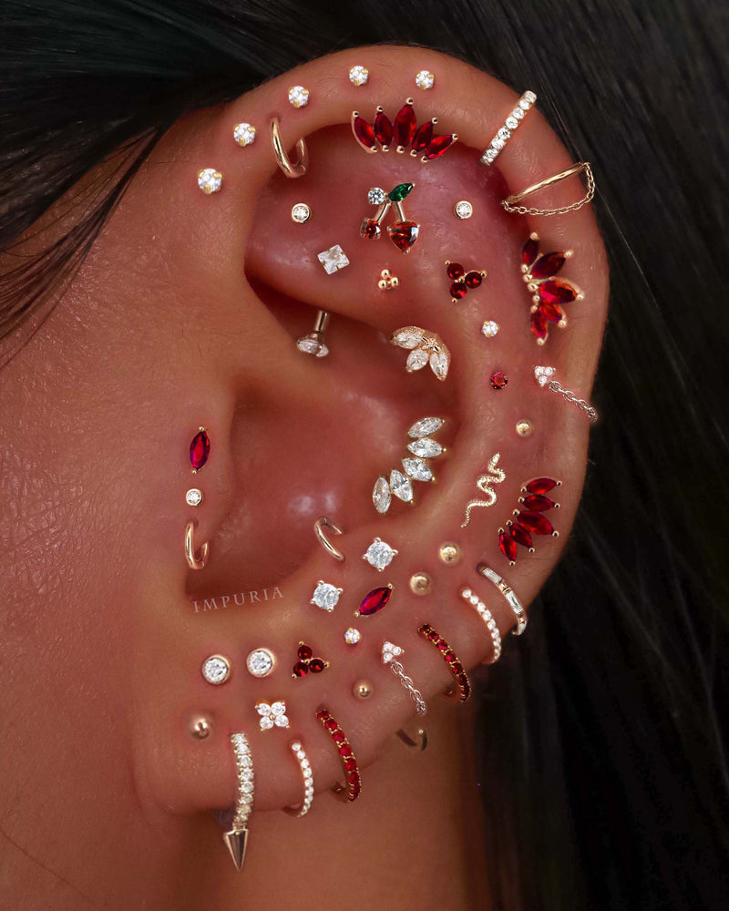 Val Polished Ball Threaded Ear Piercing Earring Stud Set