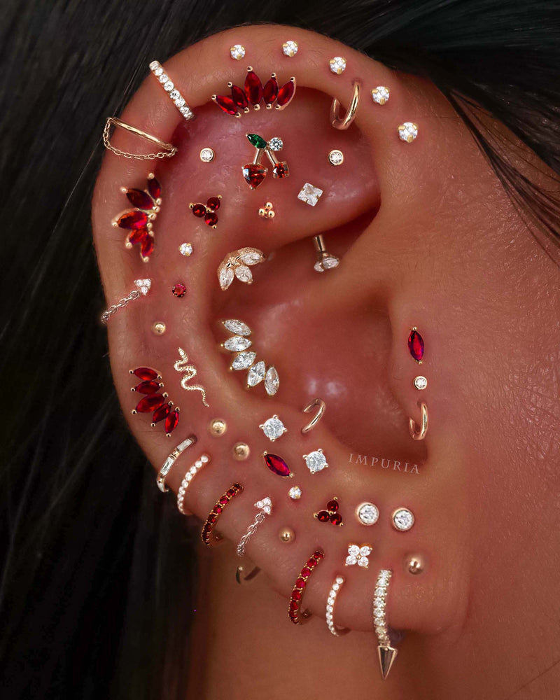 Val Polished Ball Threaded Ear Piercing Earring Stud Set