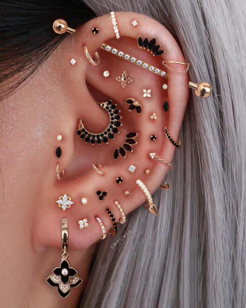 Val Polished Ball Threaded Ear Piercing Earring Stud Set