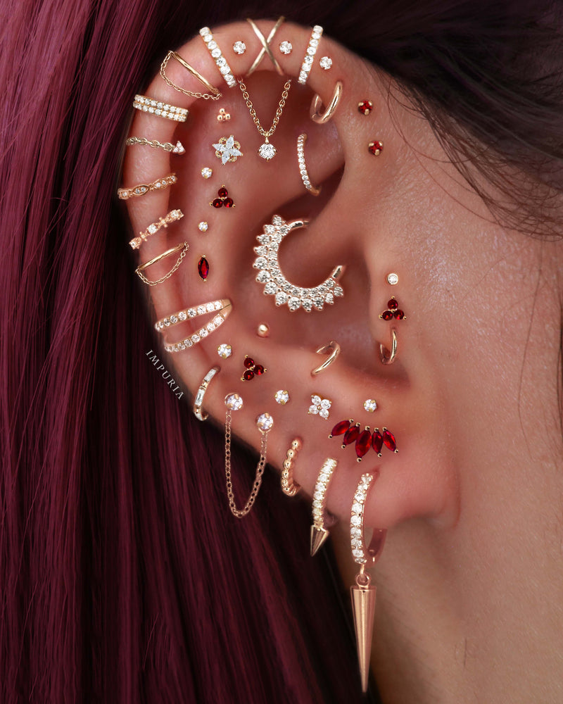 Absolute Hidden Helix Crystal Chain Drop Ear Piercing Earring Stud