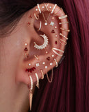 Absolute Hidden Helix Crystal Chain Drop Ear Piercing Earring Stud