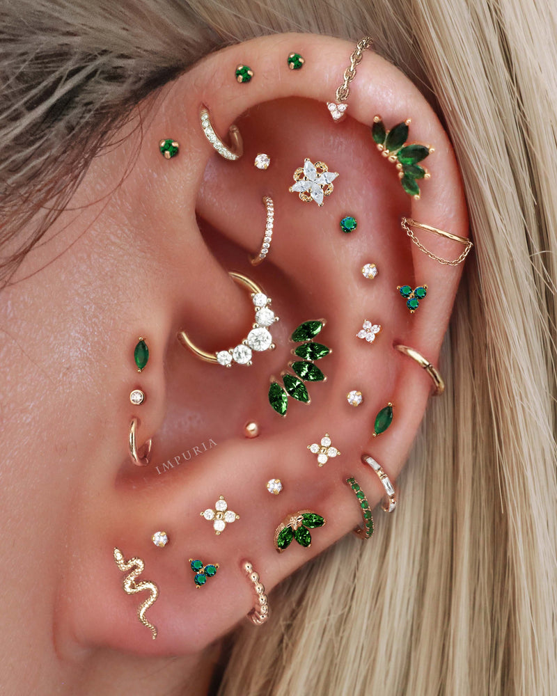 Val Polished Ball Threaded Ear Piercing Earring Stud Set