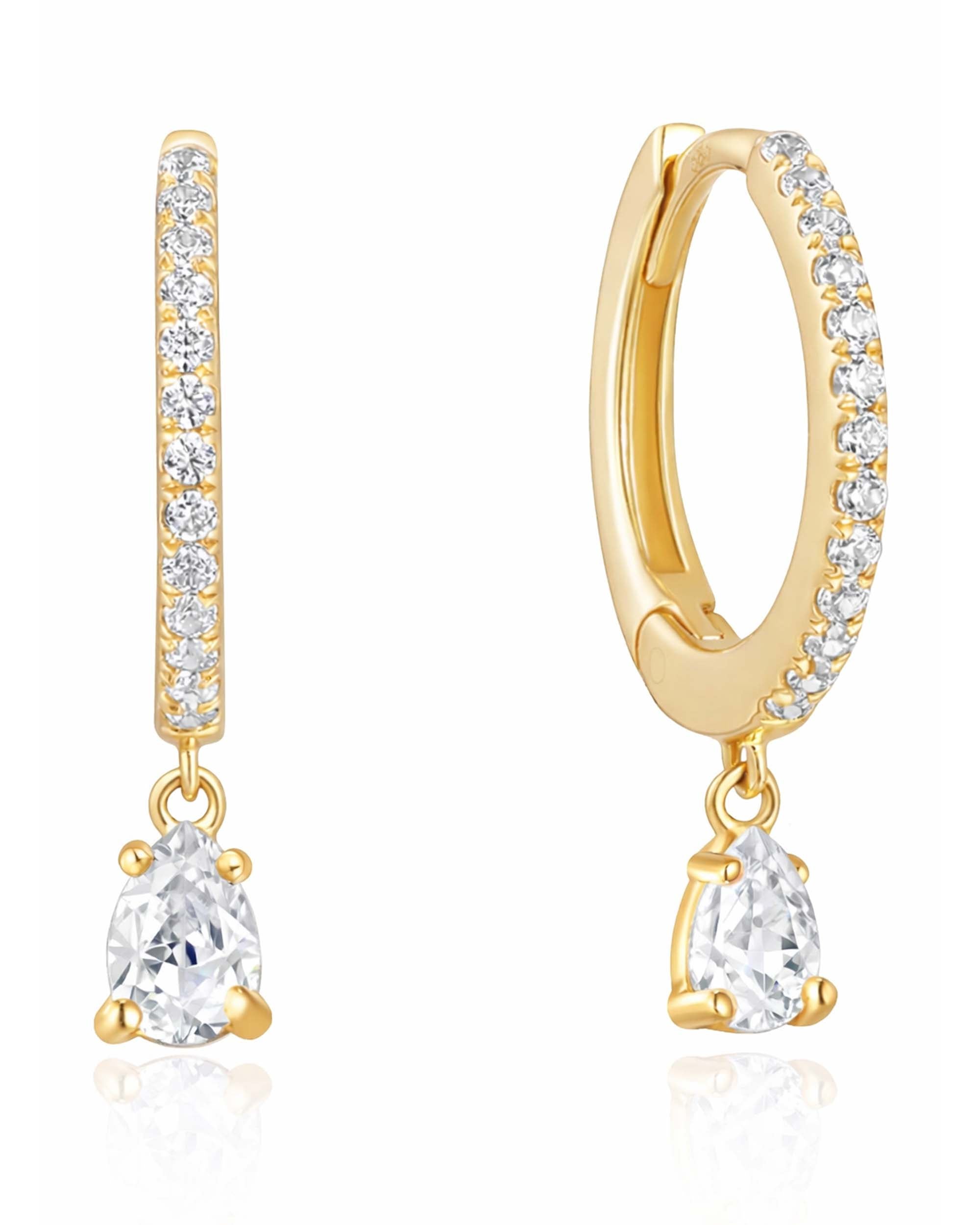 teardrop huggie hoop earrings in gold