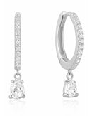 teardrop huggie hoop earrings in silver