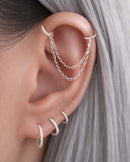 ear piercing chain charm titanium curation stack - impuria jewelry