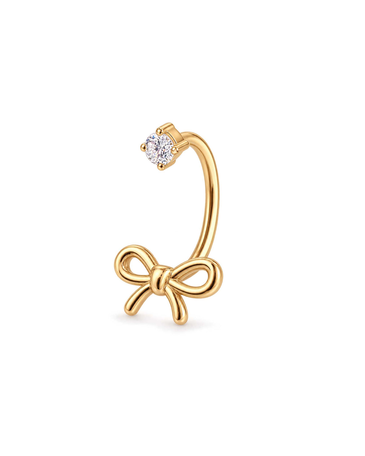 amour open bow hoop earring in gold