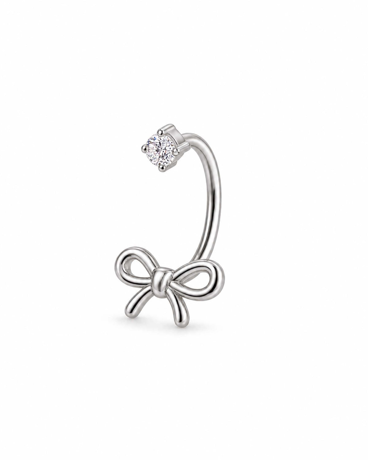 amour open bow hoop earring in silver