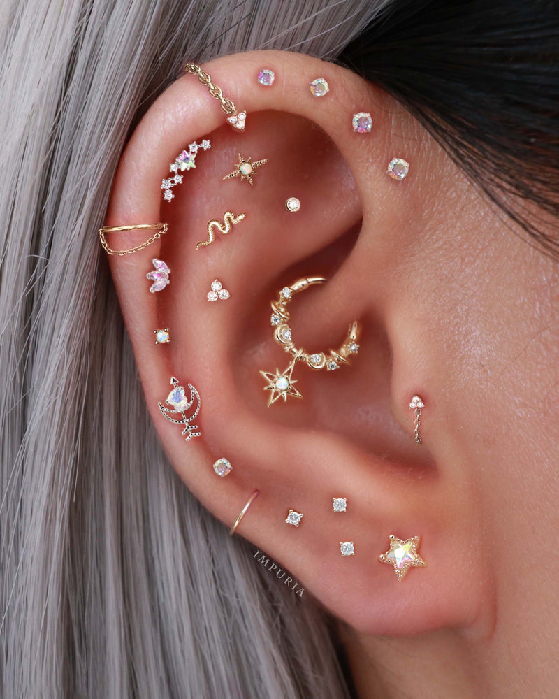 Ember Link Chain Ear Piercing Earring Stud