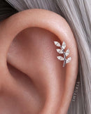 Dewdrop Leaf Ear Piercing Stud
