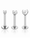 surgical stainless steel crystal flat back earring set 2mm 3mm 4mm for cartilage piercing