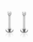 surgical stainless steel crystal flat back earring set 2mm for cartilage piercing
