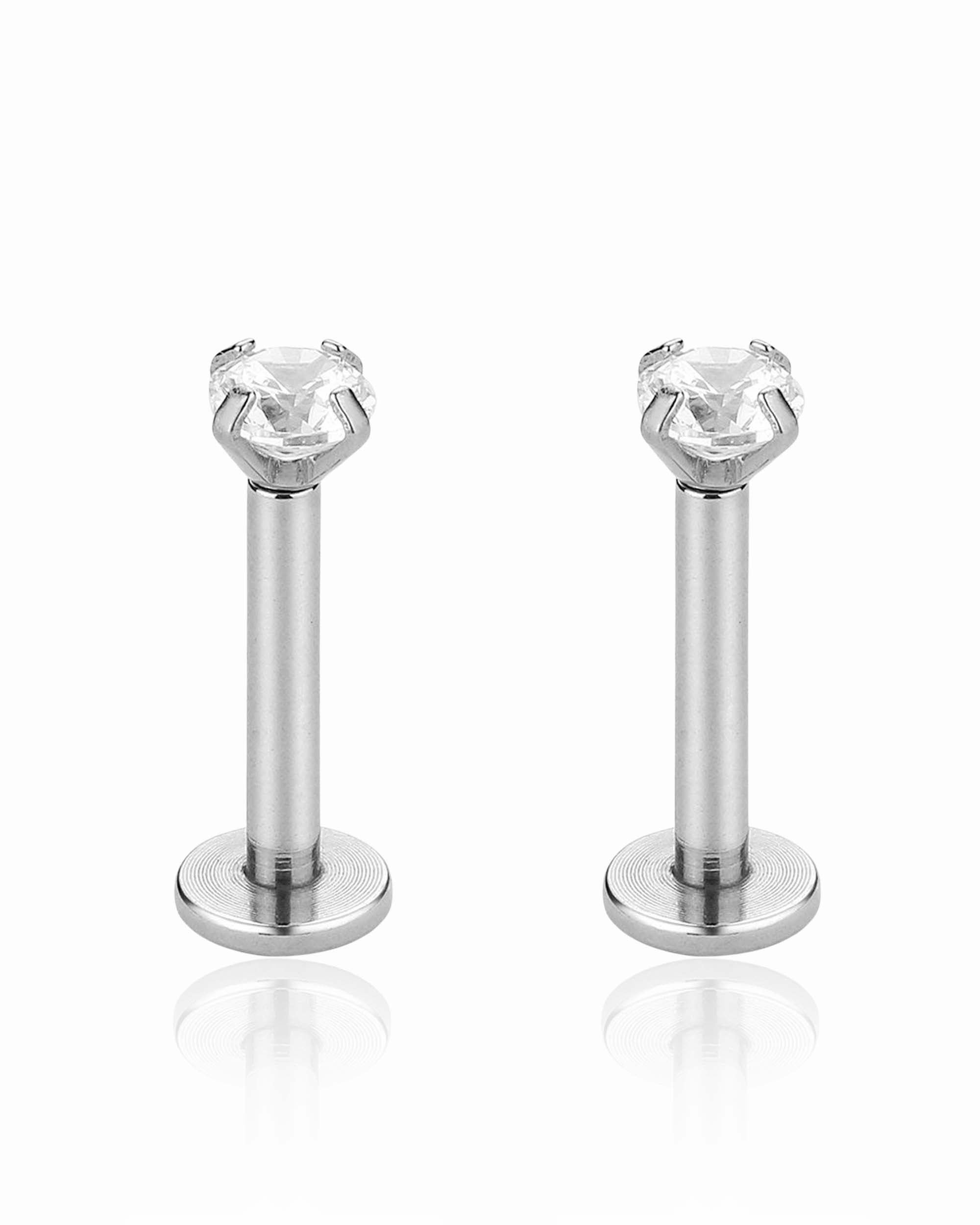 surgical stainless steel crystal flat back earring set 3mm for cartilage piercing