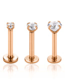 surgical stainless steel in rose gold crystal flat back earring set 2mm 3mm 4mm for cartilage piercing