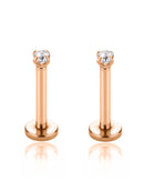 surgical stainless steel in rose gold crystal flat back earring set 2mm for cartilage piercing
