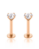 surgical stainless steel in rose gold crystal flat back earring set 4mm for cartilage piercing