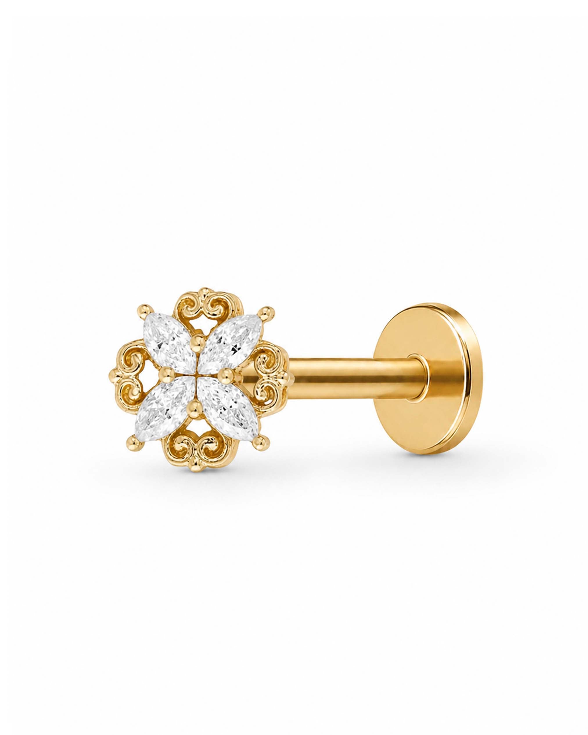 Fleur Filigree Flat Back Stud