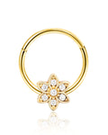 Flora Crystal Flower Daith Ear Piercing Ring Hoop Clicker