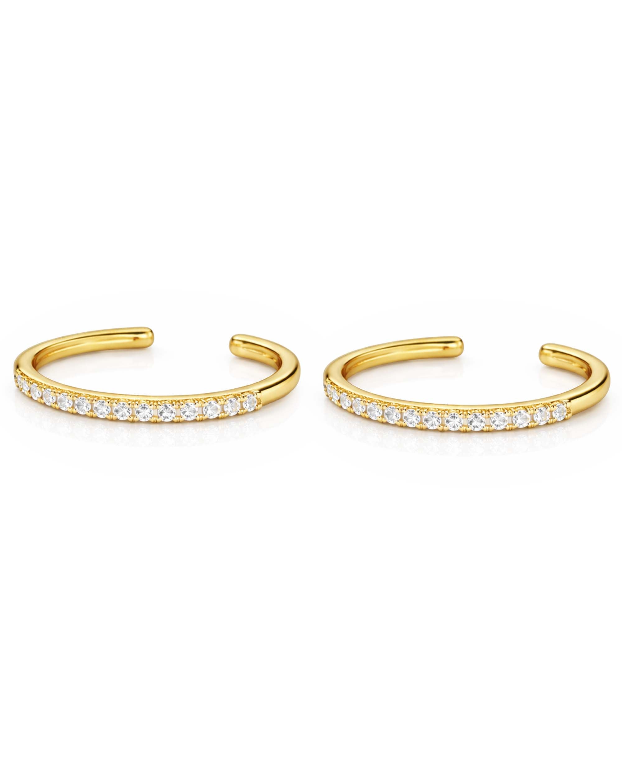 pair of sterling silver gold ear cuff earring no piercing needed for cartilage helix conch