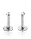 minimalist bezel ear piercing stud set with crystal detail