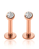 rose gold bezel ear piercing jewelry for helix and lobe piercings