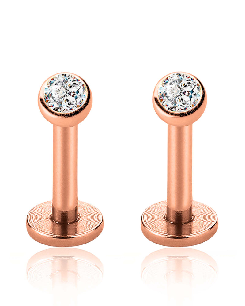 rose gold bezel ear piercing jewelry for helix and lobe piercings