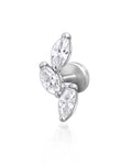 Ivy Triple Marquise Flat Back Stud Earring