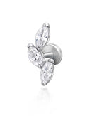 Ivy Triple Marquise Flat Back Stud Earring