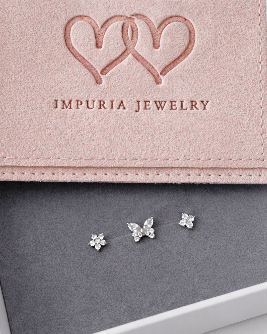 pretty flat back earring stud 16G hypoallergenic at impuria ear piercing jewelry