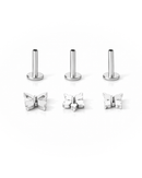 silver triple flat back earring stud 16G hypoallergenic at impuria ear piercing jewelry