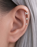 helix trio flat back earring stud 16G hypoallergenic at impuria ear piercing jewelry