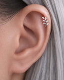 Dewdrop Leaf Ear Piercing Stud