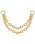 gold double chain ear piercing titanium connector earring - impuria.com