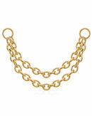 gold double chain ear piercing titanium connector earring - impuria.com
