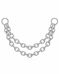 silver double chain ear piercing titanium connector earring - impuria.com