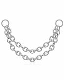 silver double chain ear piercing titanium connector earring - impuria.com