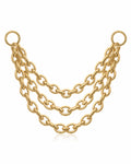 gold triple chain ear piercing titanium connector earring - impuria.com